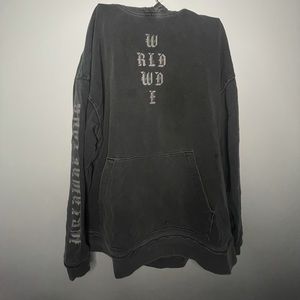 Oversized grey wash graphic hoodie